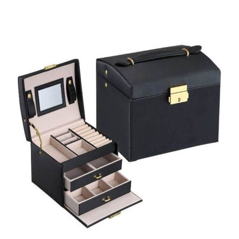Boite à Bijoux Cuir avec Miroir