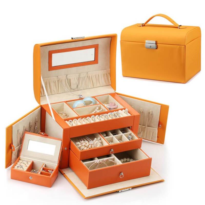 boite a bijoux cuir orange
