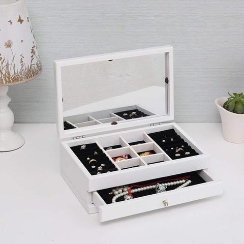 coffret bijoux blanc miroir
