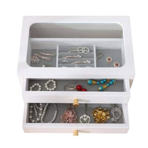 coffret bijoux bois blanc
