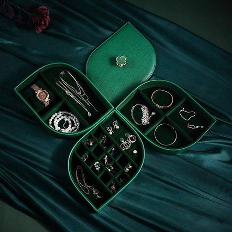 coffret bijoux cuir vert