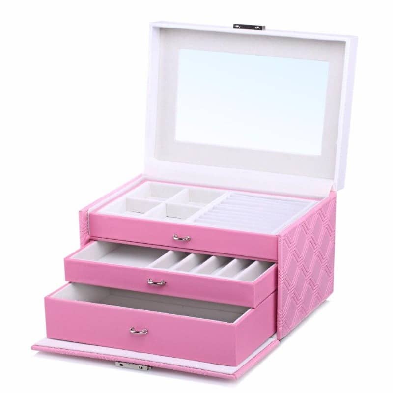 coffret à bijoux rose femme