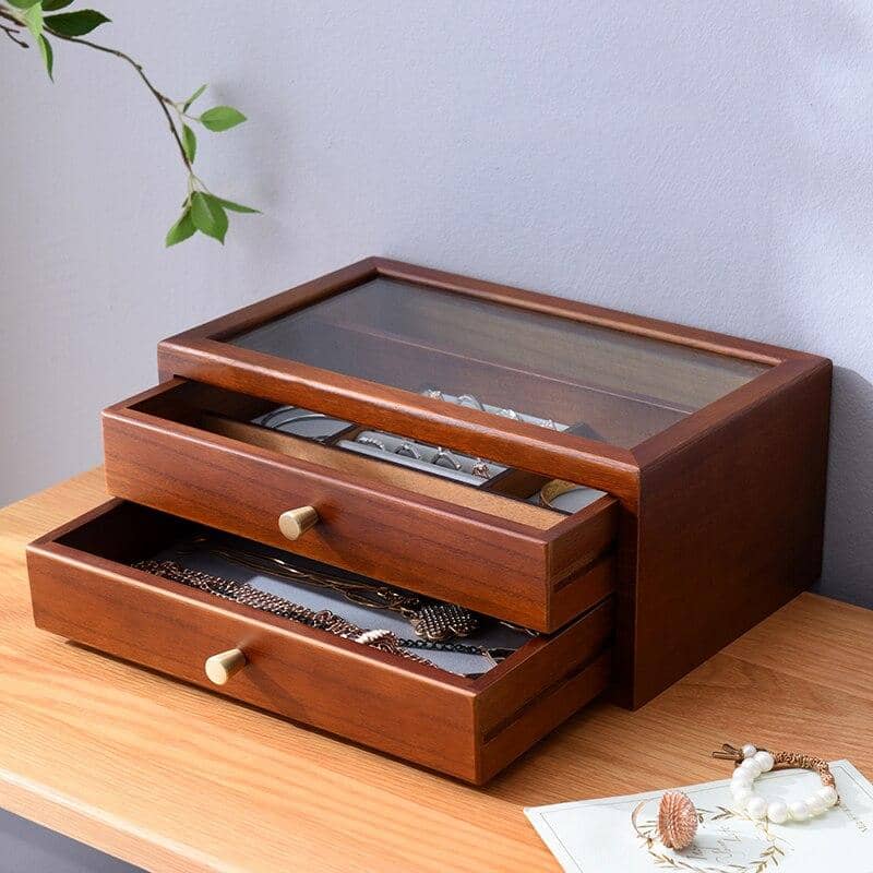 rangement bijoux bois et verre