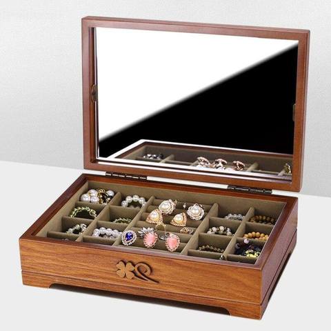 rangement bijoux bois miroir