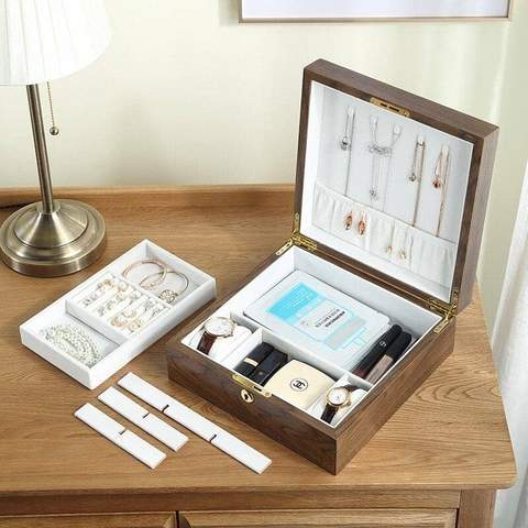 rangement bijoux noyer