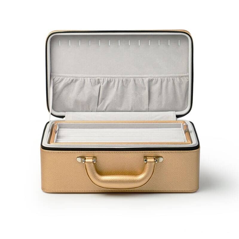 rangement bijoux or cuir